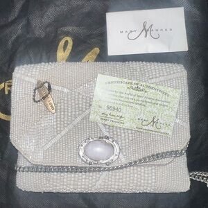 Vintage Mary Frances Blanco Mini White Stone Beaded Special Small Evening Bag